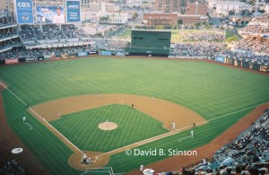 An aerial view of Petco Park