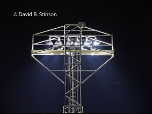 The light stanchion at night in Diethrick Park