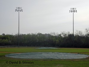 A covered baseball field