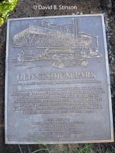 The details of the plaque honoring Honolulu Stadium