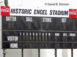 The scoreboard of Engel Stadium