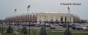 A view of Bush Stadium from afar