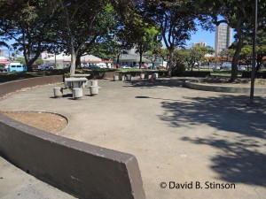 A picnic area located in the former center field