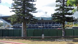 The sign for the Engel Stadium