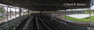 A panoramic photo of Bosse Field taken from third base grandstand