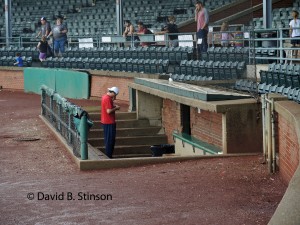 The third base dugout at Bosse Field
