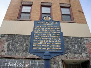 The historical marker for Crawford Grill No. 2