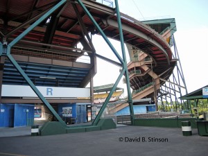 The sky walks linking grandstand sections at Aloha Stadium