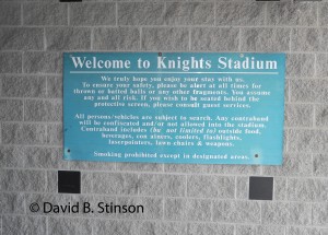 The welcome sign of the Knights Stadium