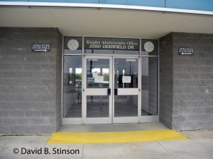 The entrance to the administrative offices of Knights Stadium
