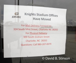 A Knight Stadium Offices notice
