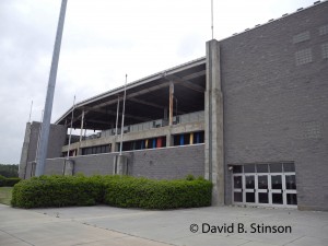The exterior of first base grandstand at Knights Stadium