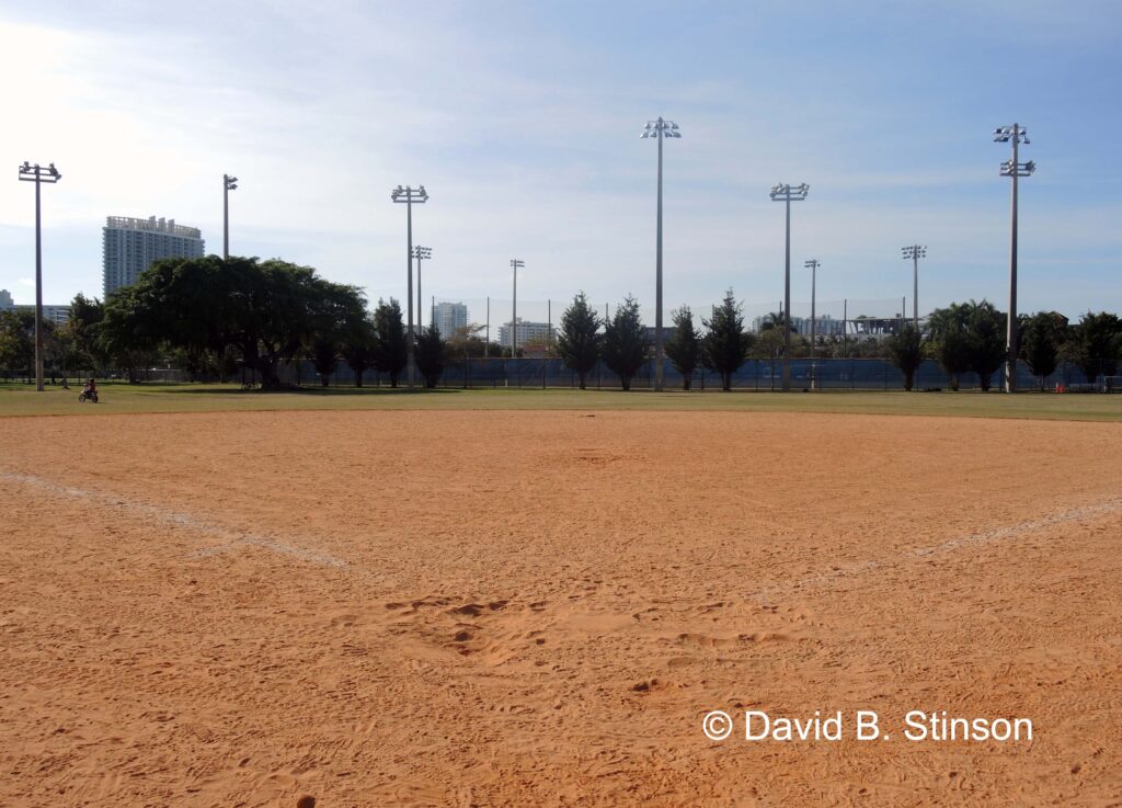 A sandy Flamingo Park baseball pitch area