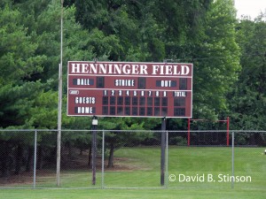 The Herringer Field scoreboard