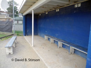 The first base dugout of the Henninger Field