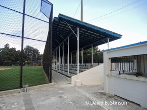 The first base grandstand of the Pinkney Woodbury Field