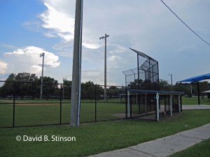 The former site of Gerig Field now with fences and a shed