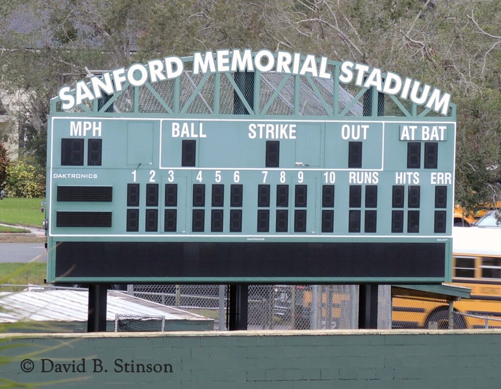The Sanford Memorial Stadium scoreboard