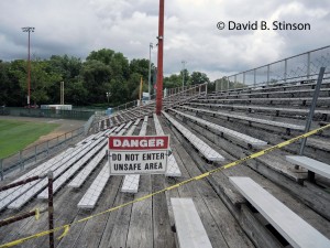 The first base bleachers at Beehive Field