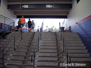 The stairway to the grandstand seating