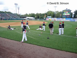 New Britain Rock Cats warming up prior to 2014 Game