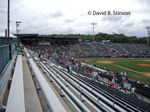 The bleacher seats at the New Britain Stadium