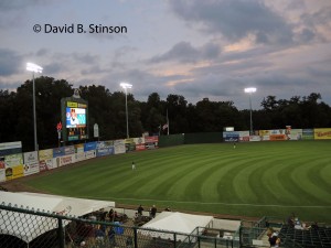 A game during a beautiful sunset at the New Britain Stadium