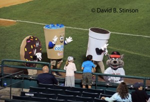 The Racing Donuts and Coffee mascots