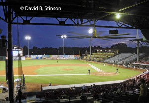 A Grayson Stadium game at night
