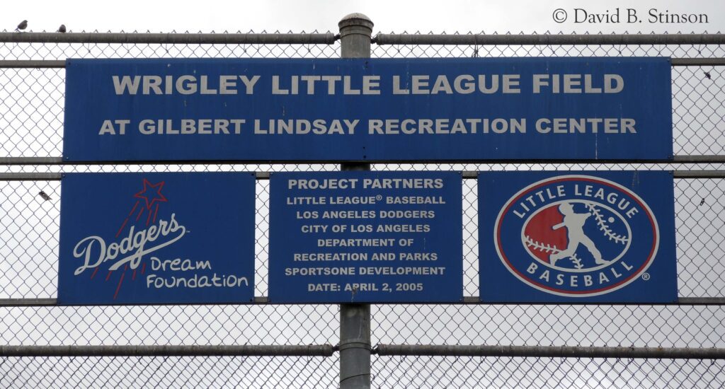 Project partners featured in signs at the Wrigley Little League Field