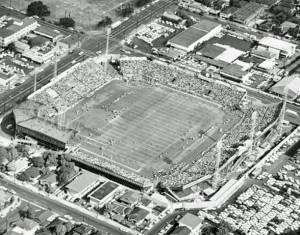 An aerial photograph of the Honolulu Stadium 