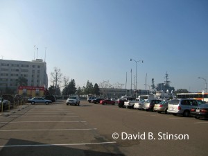 A parking lot over the former site of the Lane Field