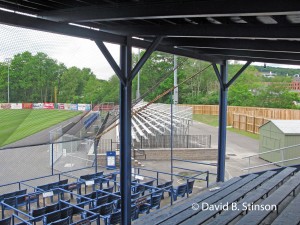 A view of the Damaschke Field bleachers with no roof