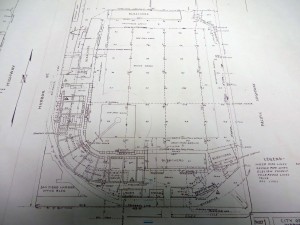 The blueprints showing original and proposed ball park