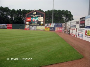 A new scoreboard installed 2007 at the Grayson Stadium