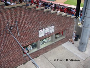 The concession stand underneath first base grandstand