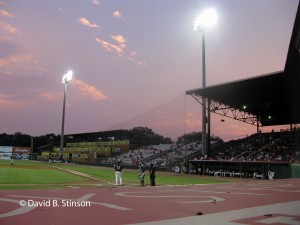 Lights lit up the Grayson Stadium