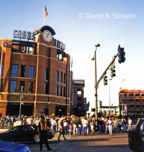 The front facade of Coors Field