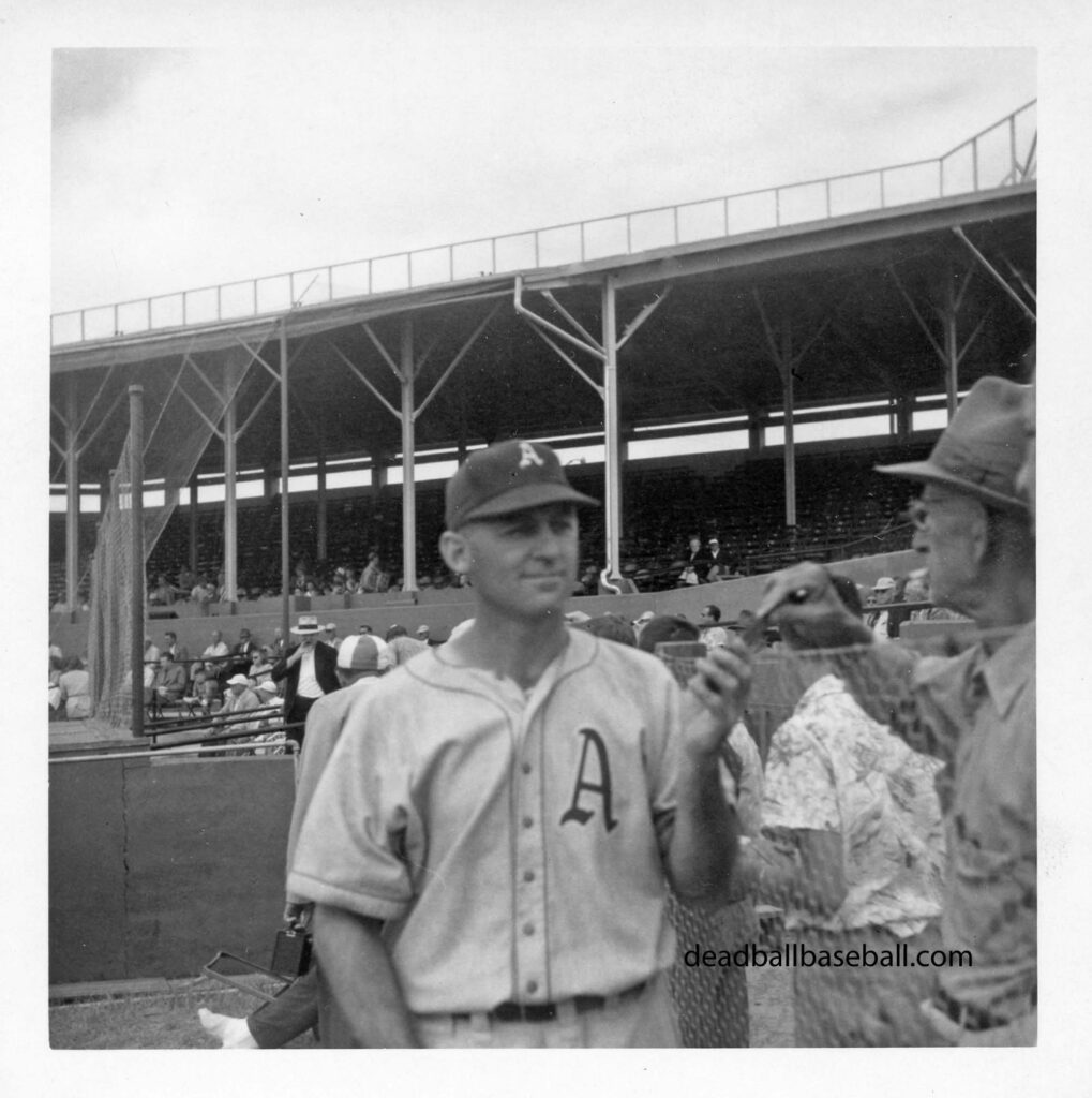 An old image of Bobby Shantz at Connie Mack Field