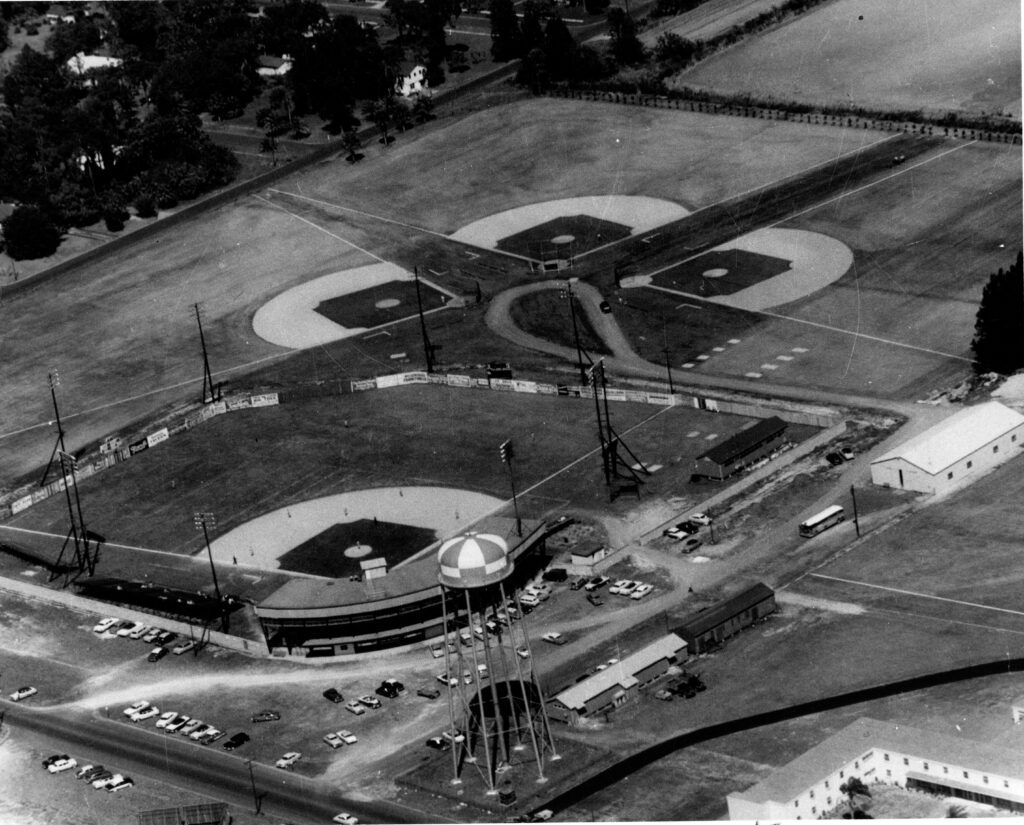 A view of the basesball field from above