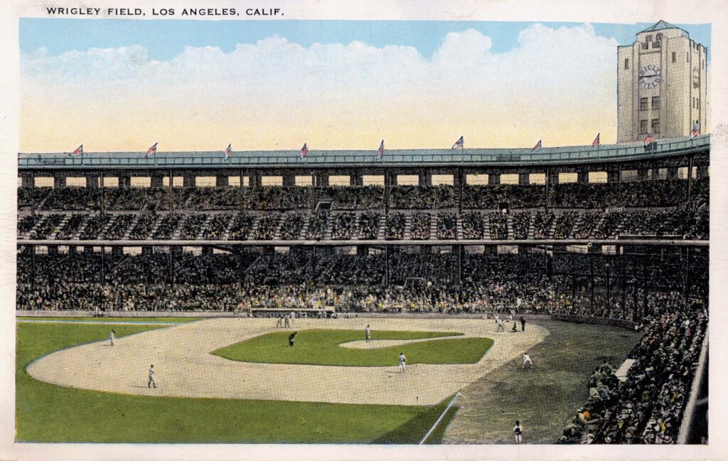 A postcard on the interior of the Wrigley Field stadium