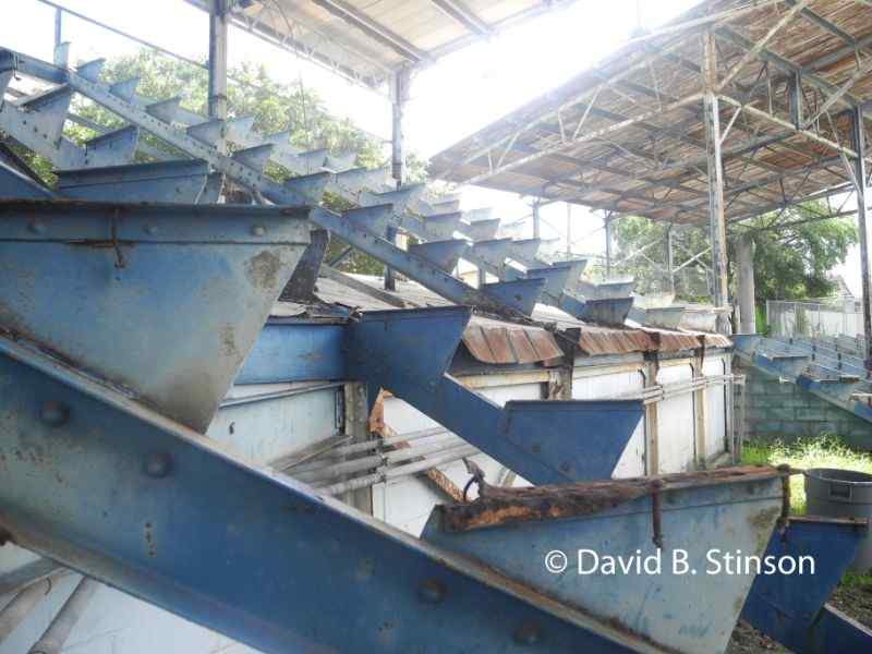 The metal risers of the grandstand