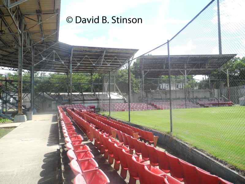 Rows of first base box seats