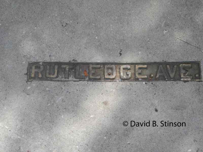 Rutledge Avenue imprinted in the sidewalk