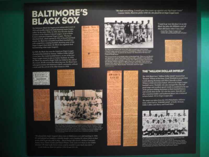 Sports Legends Museum display about Baltimore Black Sox