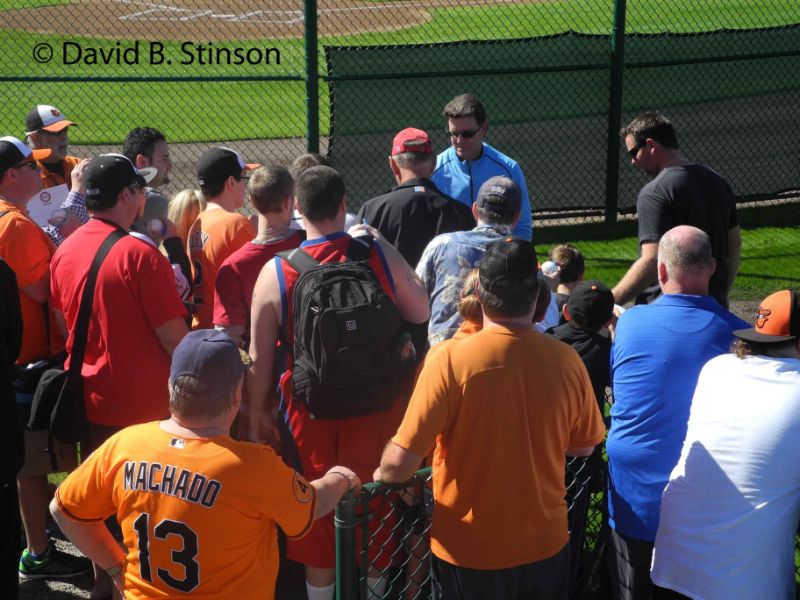 Oriole Great Jim Palmer signing autographs at Practice Fields