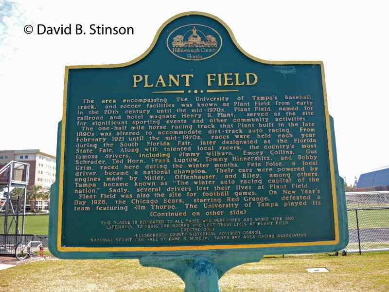 The Hillsborough County historical marker honoring Plant Field
