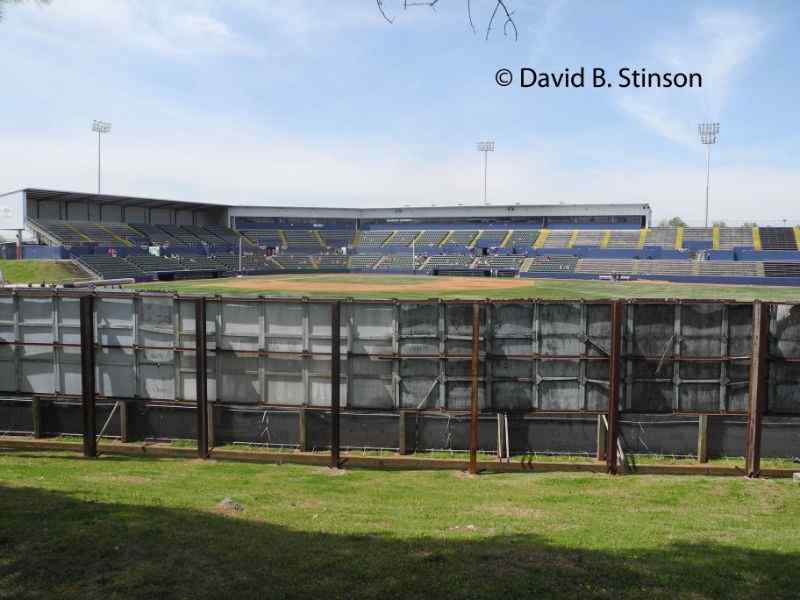 A view of Joe W. Davis from behind outfield wall