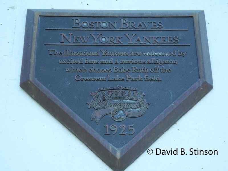 A Progress Energy Field plaque honoring the 1925 arrival of Yankees