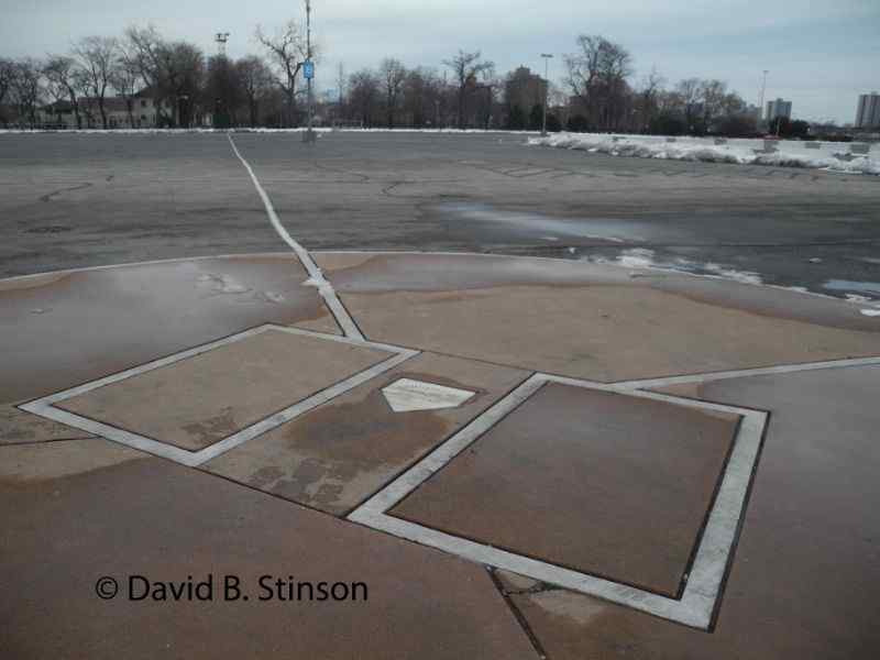 The third base foul line of old Comiskey Park